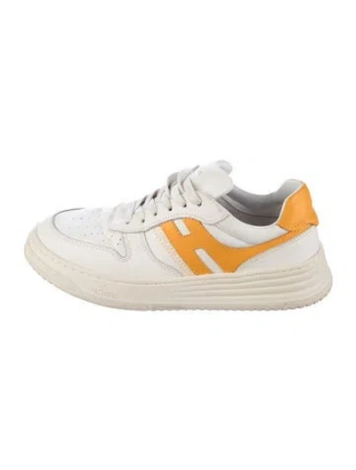 Pre-owned Hogan Leather Colorblock Pattern Sneakers In White