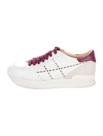 Pre-owned Hogan Leather Colorblock Pattern Sneakers In White