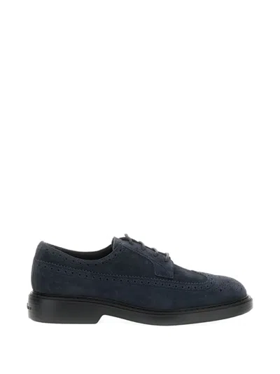 Hogan H704 Derby Bucature Shoes In Blue