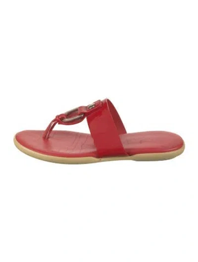 Pre-owned Hogan Leather Flip Flops In Red