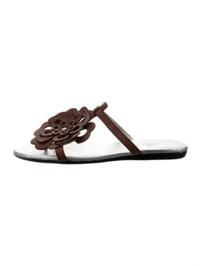 Pre-owned Hogan Leather Floral Print Sandals In Silver