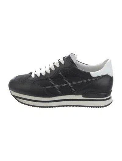 Pre-owned Hogan Leather Glitter Accents Athletic Sneakers In Black