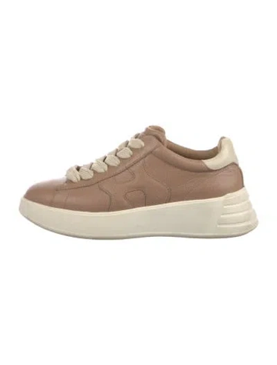 Pre-owned Hogan Leather Glitter Accents Sneakers In Neutral