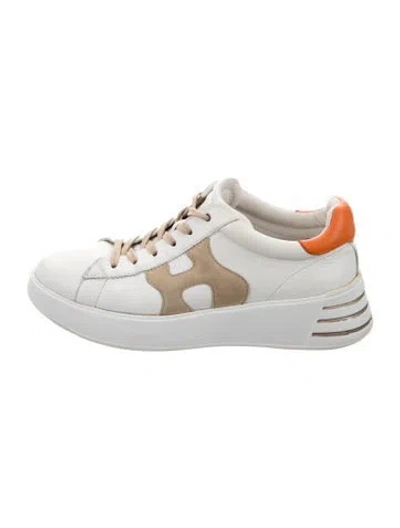 Pre-owned Hogan Leather Glitter Accents Sneakers In White