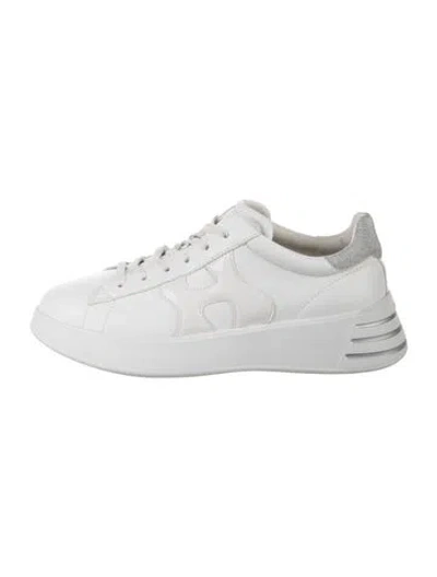 Pre-owned Hogan Leather Glitter Accents Sneakers In White