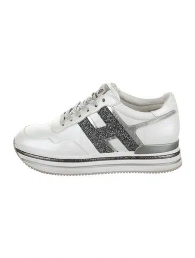 Pre-owned Hogan Leather Graphic Print Chunky Sneakers In White