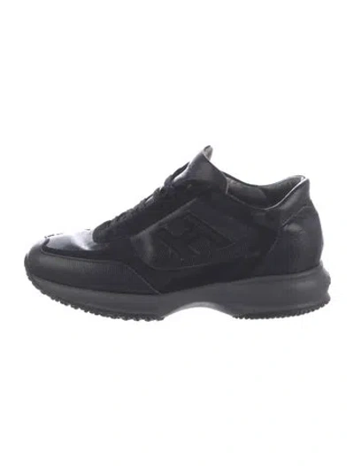 Pre-owned Hogan Leather Graphic Print Sneakers In Black