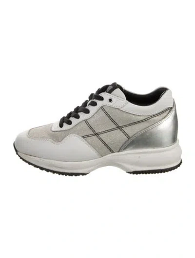 Pre-owned Hogan Leather Graphic Print Sneakers In White