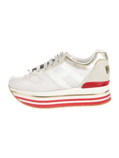 Pre-owned Hogan Leather Graphic Print Sneakers In White