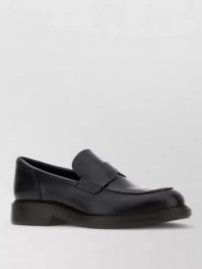 Hogan Leather H704 Loafers Rounded Toe Smooth Finish In Black