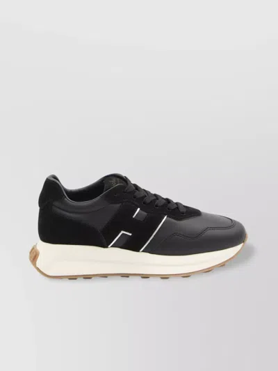 Hogan Leather High-top Sneakers With H-shaped Side In Black