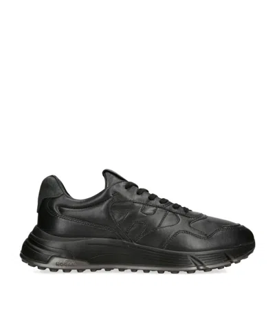 Hogan Hyperlight Leather Sneakers In Black
