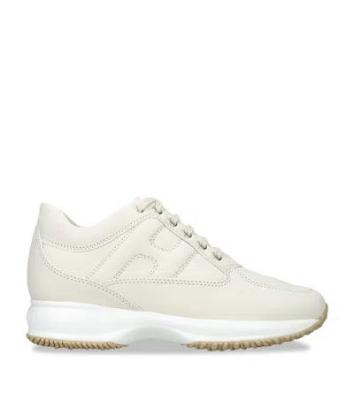Hogan Leather Interactive Sneakers In Neutral