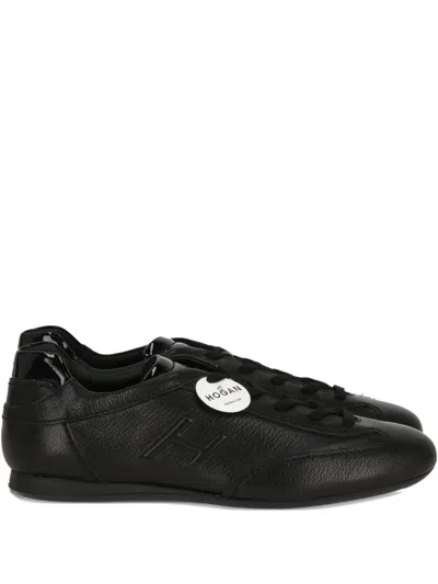 Hogan Leather Lace-up Sneakers In Black