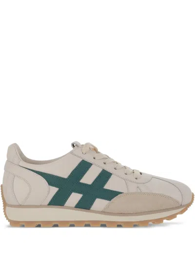 Hogan Leather Lace-up Trainers In Neutral
