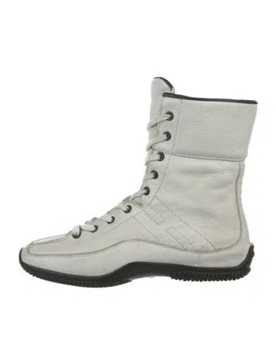 Pre-owned Hogan Leather Lace-up Boots In White