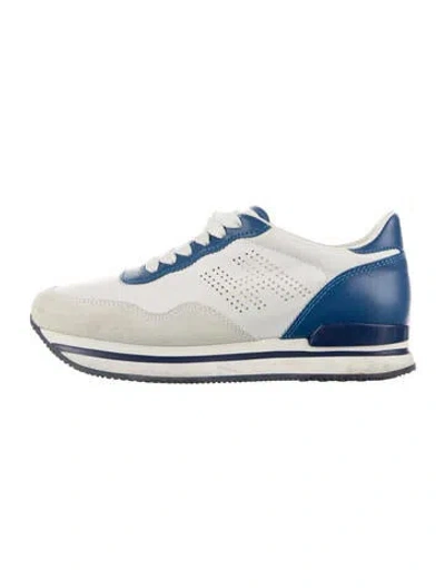 Pre-owned Hogan Leather Lasercut Accents Athletic Sneakers In White