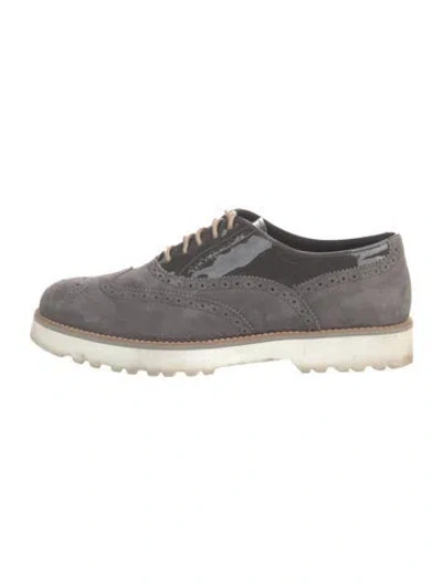 Pre-owned Hogan Leather Lasercut Accents Sneakers In Gray