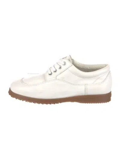 Pre-owned Hogan Leather Lasercut Accents Sneakers In White