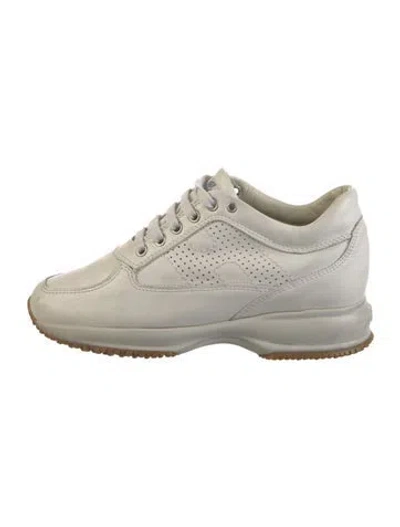 Pre-owned Hogan Leather Lasercut Accents Sneakers In White