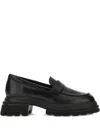 Hogan 10-storey Smooth Leather And Workwear Sole Loafers Shoes In Black