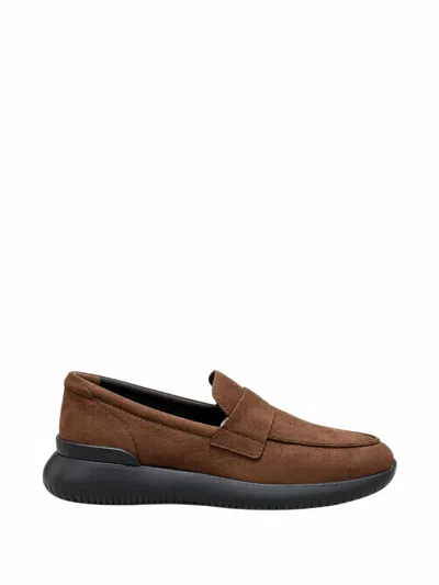 Hogan Leather Loafers In Brown
