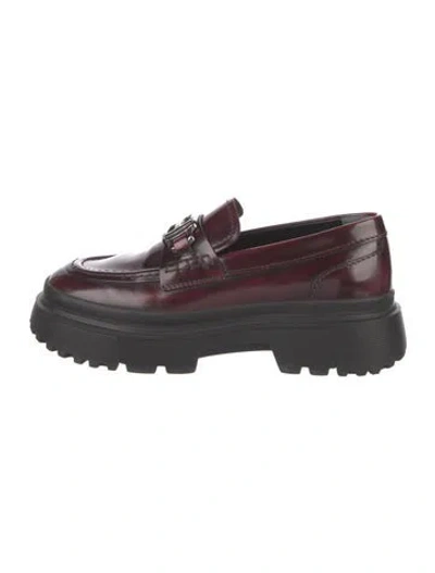 Pre-owned Hogan Leather Loafers In Burgundy