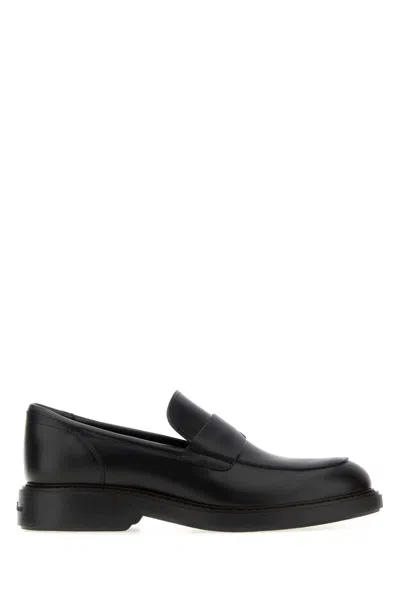 Hogan Leather Loafers In Black