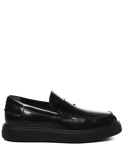 Hogan Patent Leather Loafers Rubber Sole In Black