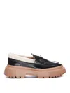 Hogan H629 Black Patent Leather Moccasins In Black