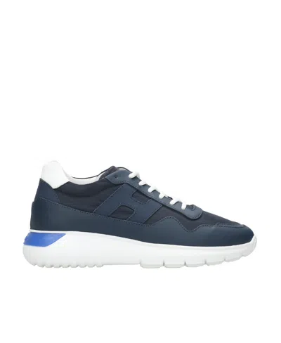 Hogan Leather Logo-patch Low-top Sneakers In Blue
