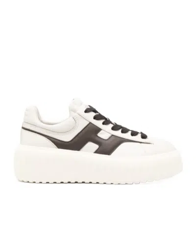Hogan Leather Logo Sneakers In White