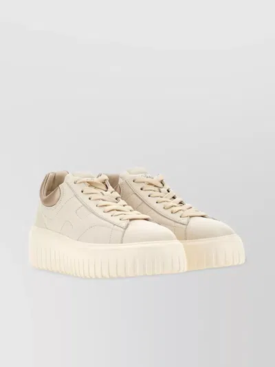 Hogan Leather Low-top Sneakers In Metallic