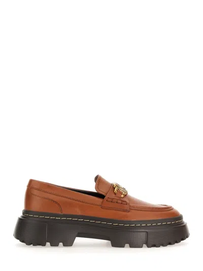 Hogan Leather Moccasin H619 In Brown