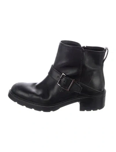 Pre-owned Hogan Leather Moto Boots In Black