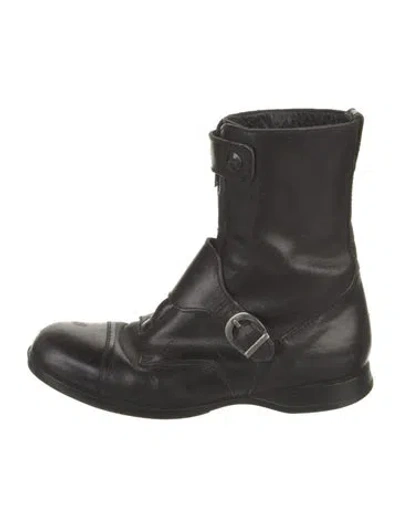 Pre-owned Hogan Leather Moto Boots In Black
