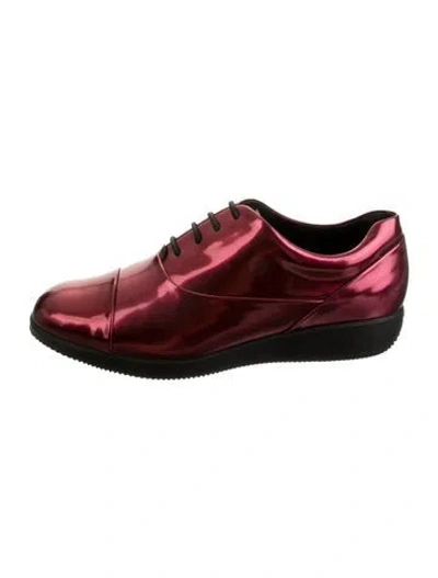 Pre-owned Hogan Leather Oxfords In Burgundy