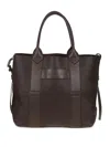Hogan Script Shopping Bag With Grained Leather And Embossed Details In Brown