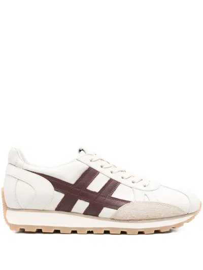 Hogan Leather Panelled Sneakers In Neutral