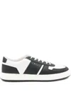 Hogan Round Toe Low Top Sneakers With Contrast Panels And Rubber Sole In Black