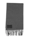 Hogan Fringed Wool Scarf With Subtle Logo Detailing In Gray