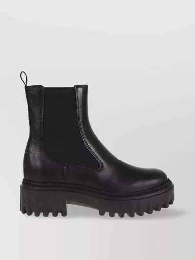 Hogan Leather Platform Chelsea Boots In Black