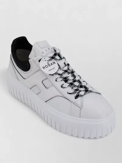 Hogan Leather Platform Sneakers Contrast Heel Tab In Multi