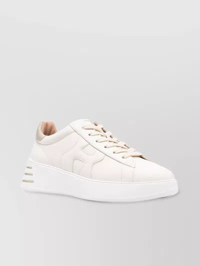 Hogan Leather Rebel Sneakers Platform Stripe In White