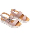 Hogan H257 Leather Sandals In Pink In Multi