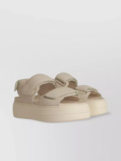 Hogan Leather Sandals With Open Back And Platform Sole In Neutral