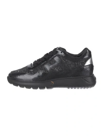 Pre-owned Hogan Leather Sequin Embellishments Sneakers In Black