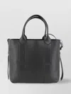 Hogan Leather Shopping Bag With Adjustable Strap And Front Handle