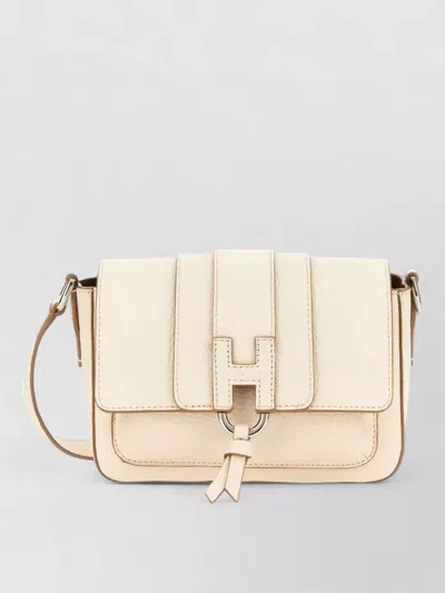 Hogan Leather Shoulder Bag Top Handle Strap In Neutral