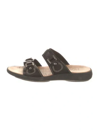 Pre-owned Hogan Leather Slides In Black